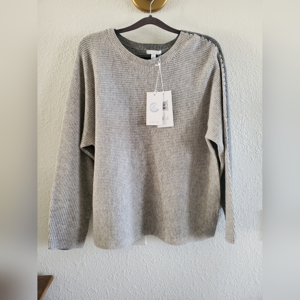 Johnny Was Calme Sweater Women Large Cashmere Waffle Knit Whip Stitch $298